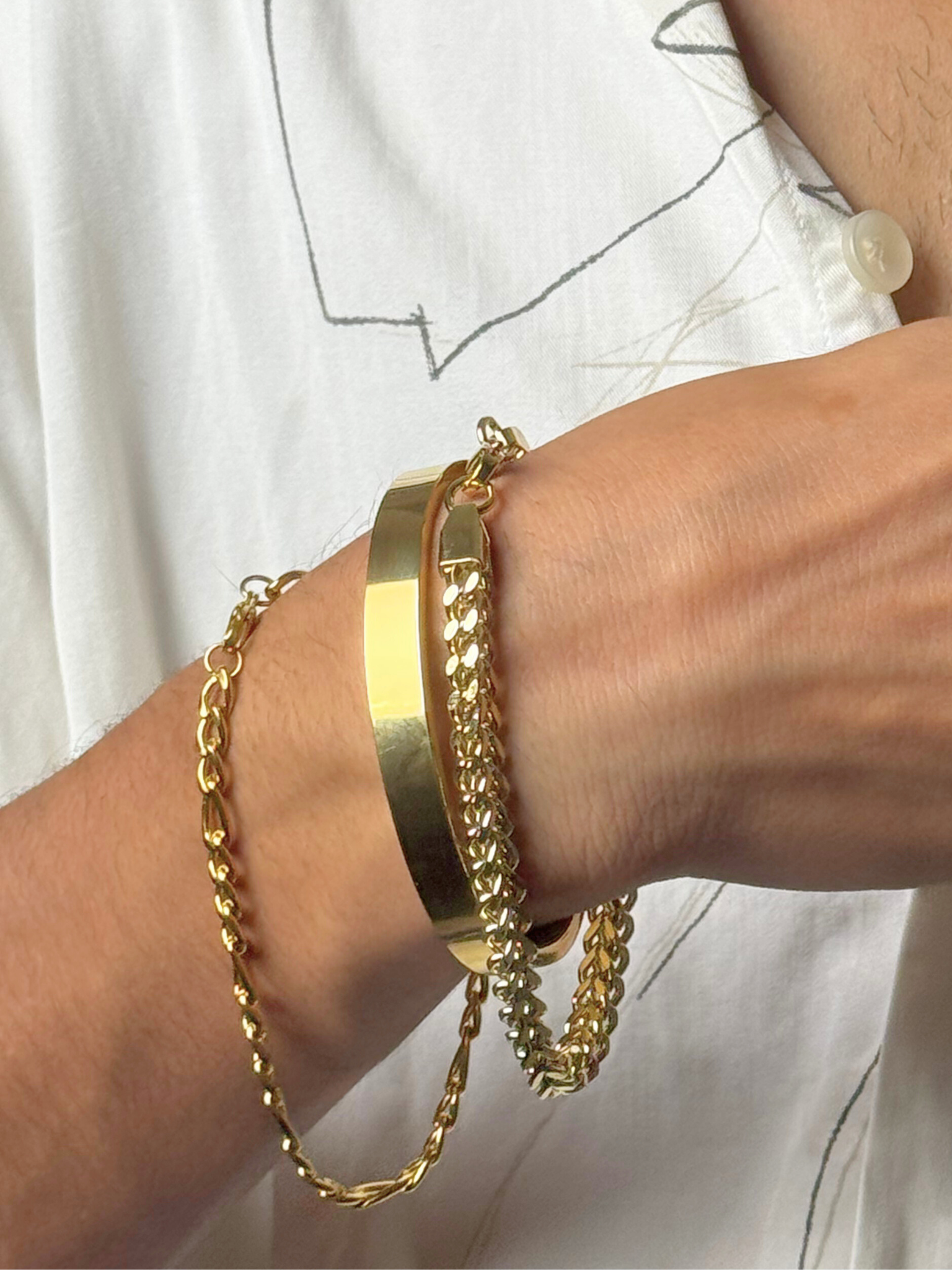 Bold Square Link Gold Bracelet