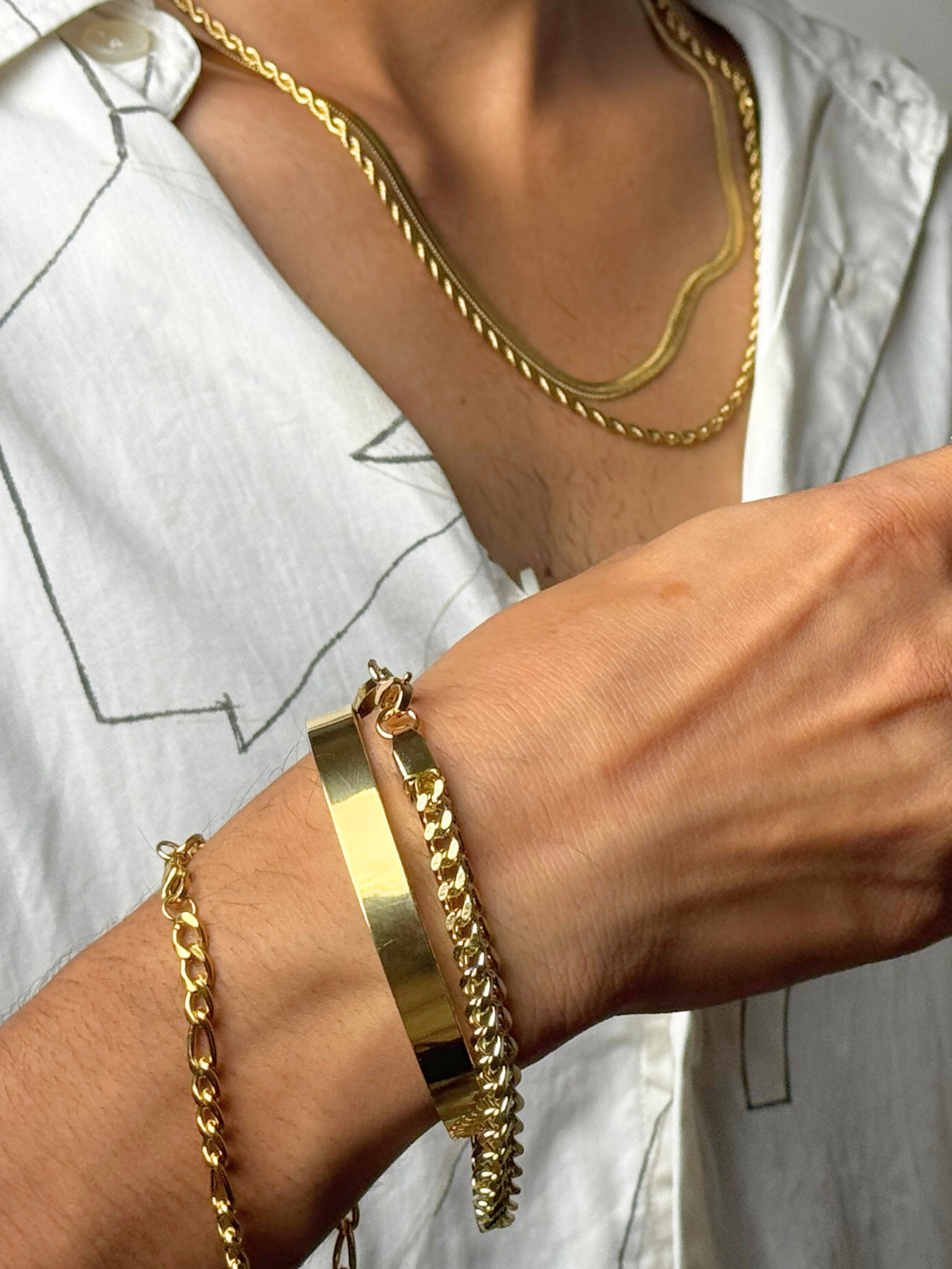 Bold Square Link Gold Bracelet
