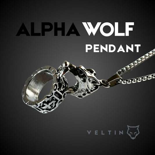 Wolf Predator Men's Pendant- Fierce Alpha Spirit in Oxidized Silver Finish