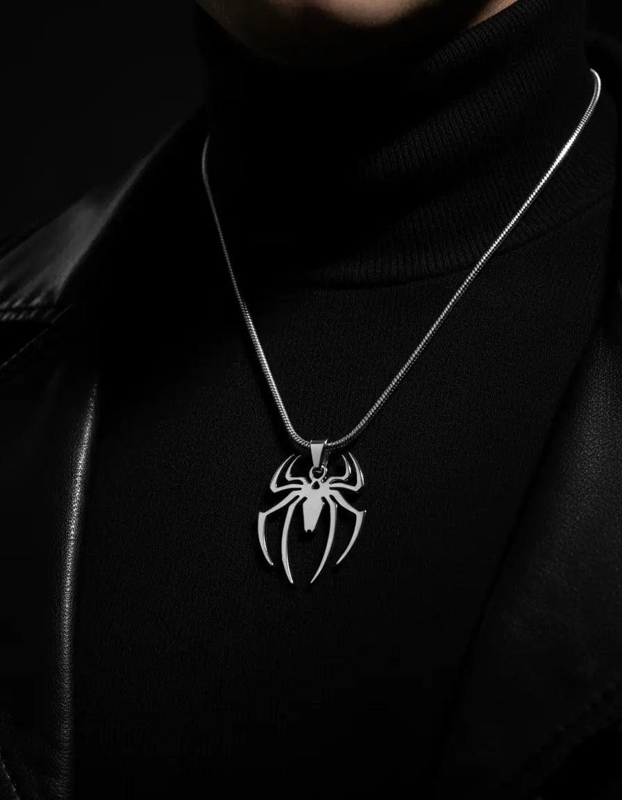 Spider-shaped pendant on a black background