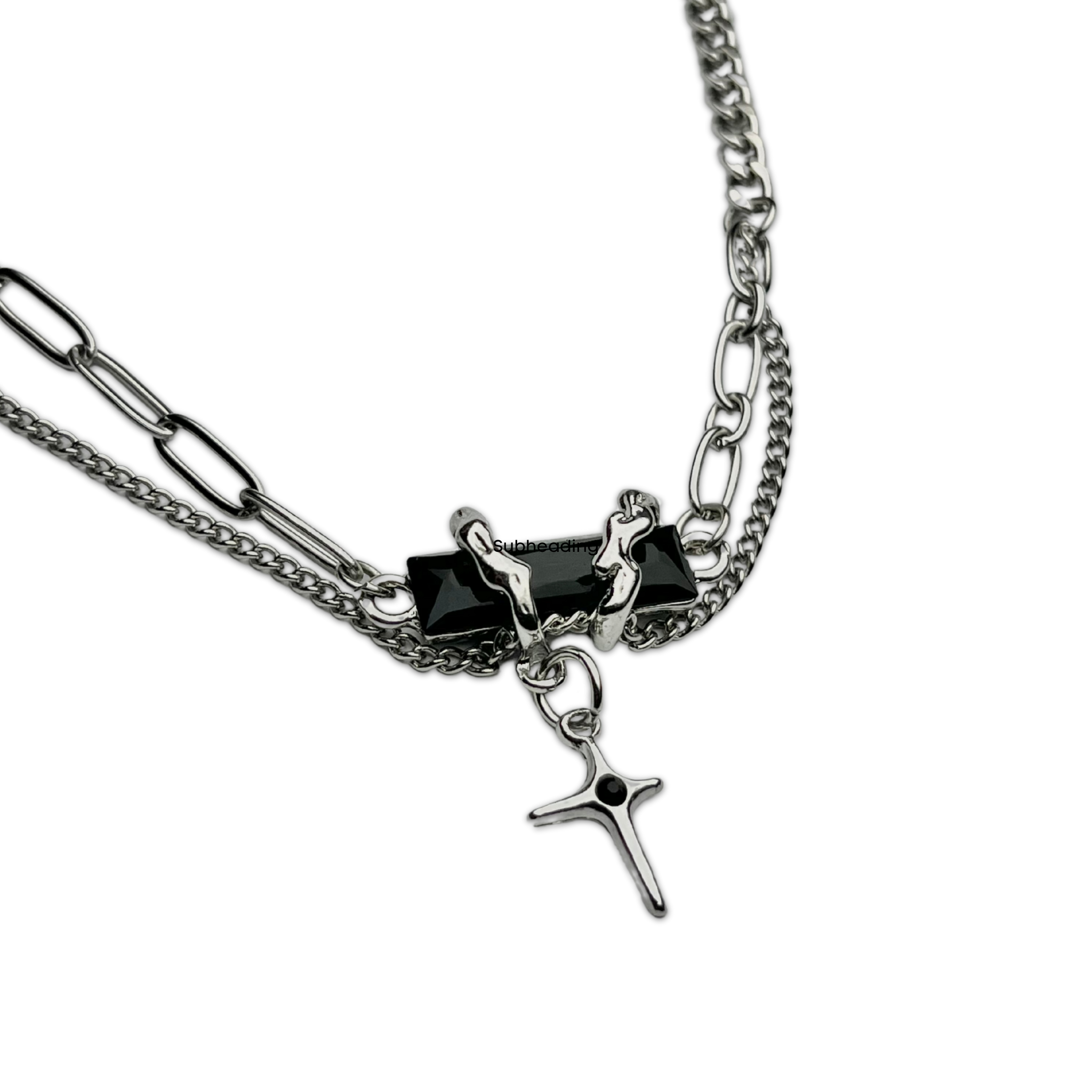 Black stone Obsidian Multi-Layered Chain