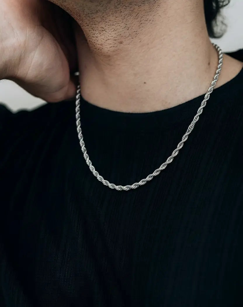 Back Rope Chain Silver Trendy Silver Rope Chain for Men | VELTIN India Jewelry
