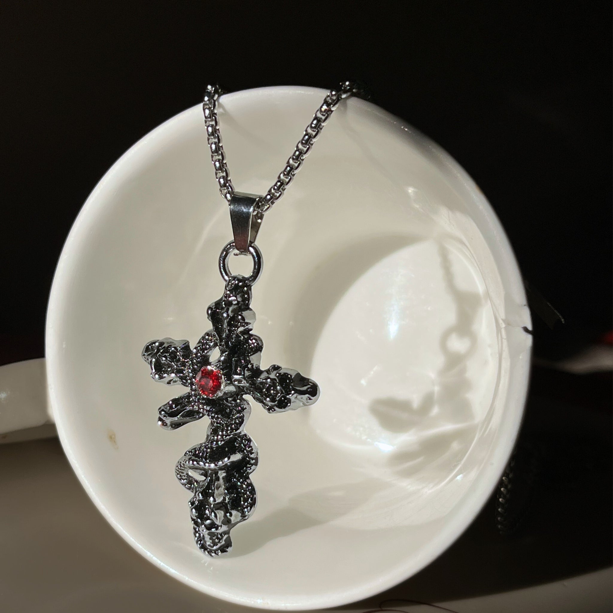 Red Ruby Cross Pendant
