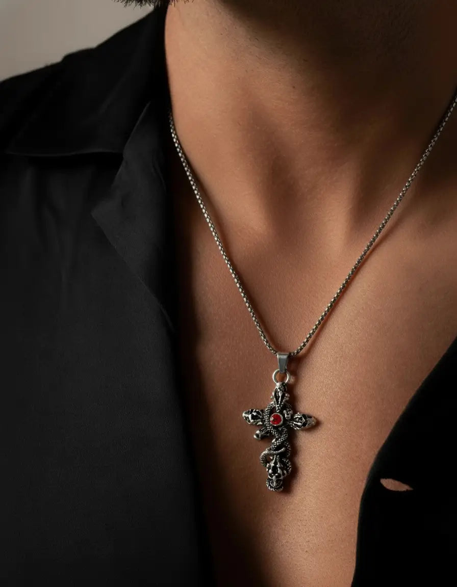 Red Ruby Cross Pendant